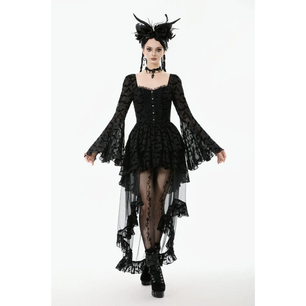 Abito da donna con orlo irregolare stampato con stelle e luna gotiche - immagine 7