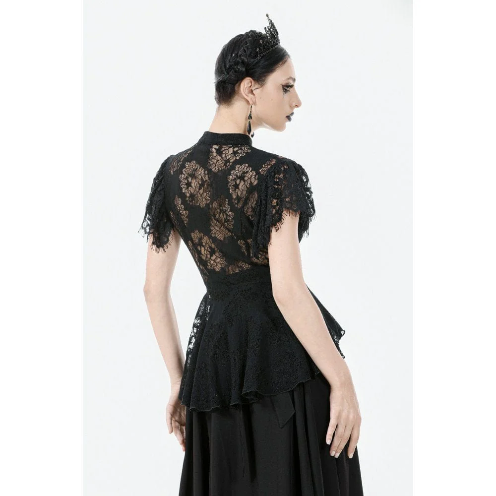 Top con lacci e cut-out in stile gotico da donna - immagine 6