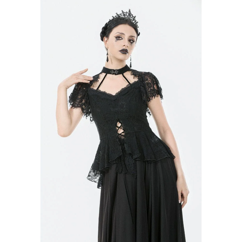 Top con lacci e cut-out in stile gotico da donna - immagine 5