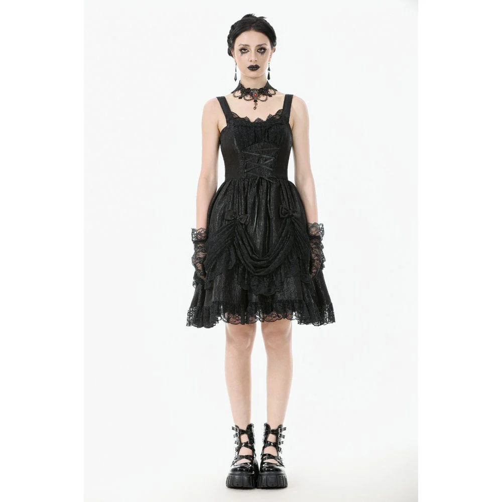 Abito da laurea da donna con arricciatura, fiocco e lacci in stile gotico - immagine 8