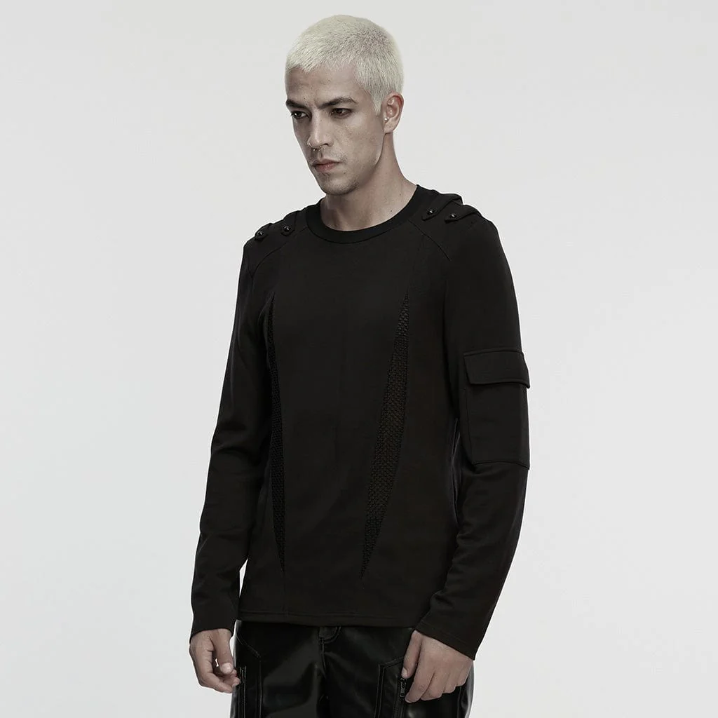 Maglietta da uomo con giunzioni in rete e cut-out cyberpunk - immagine 3