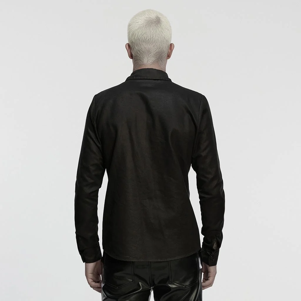 Camicia da uomo con colletto a pipistrello irregolare cyberpunk - immagine 4