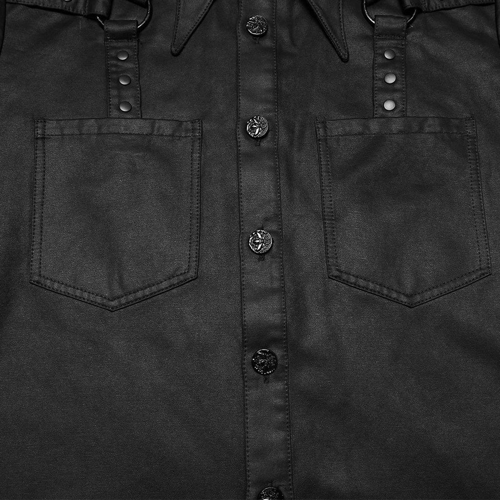 Camicia da uomo con colletto a pipistrello irregolare cyberpunk - immagine 8