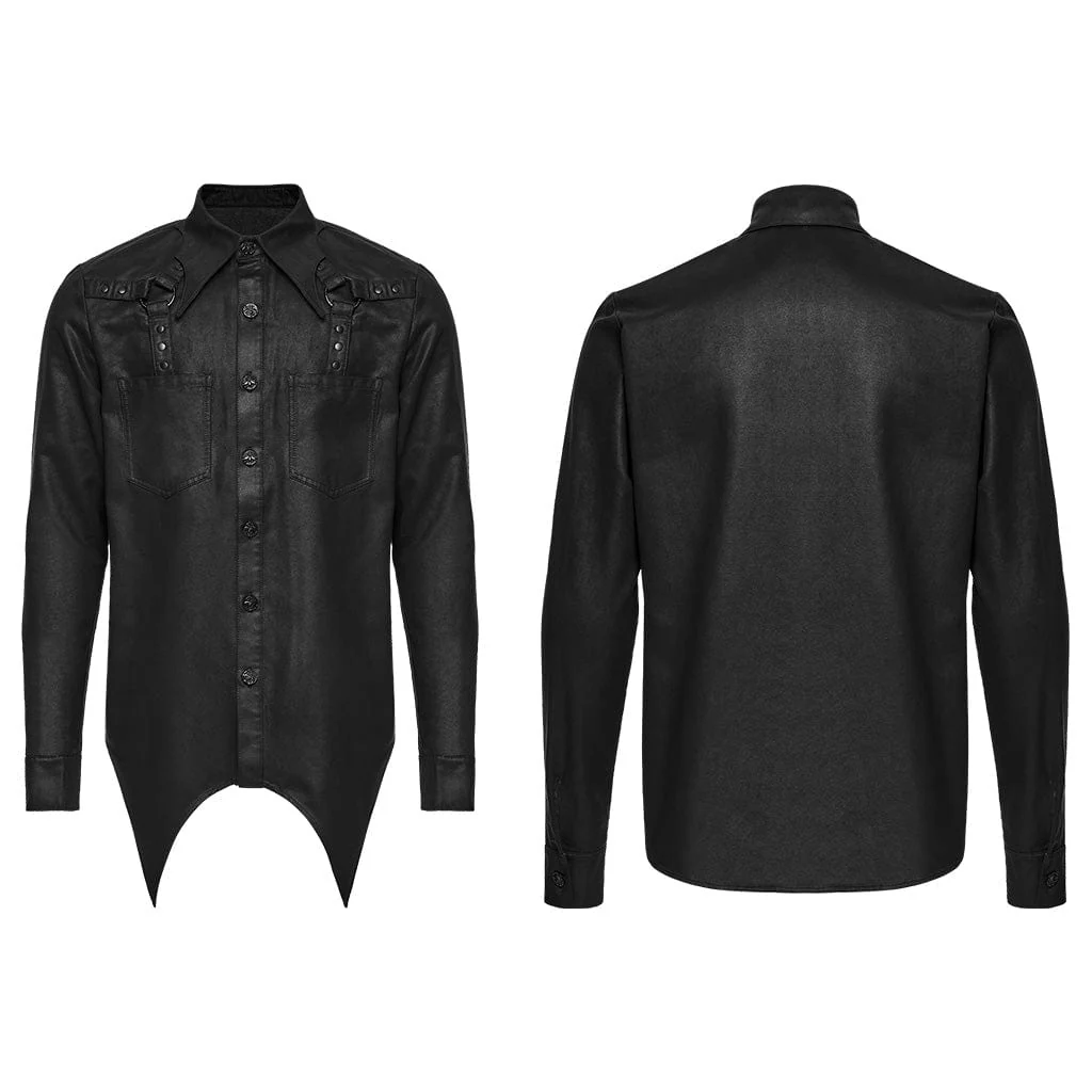 Camicia da uomo con colletto a pipistrello irregolare cyberpunk - immagine 6