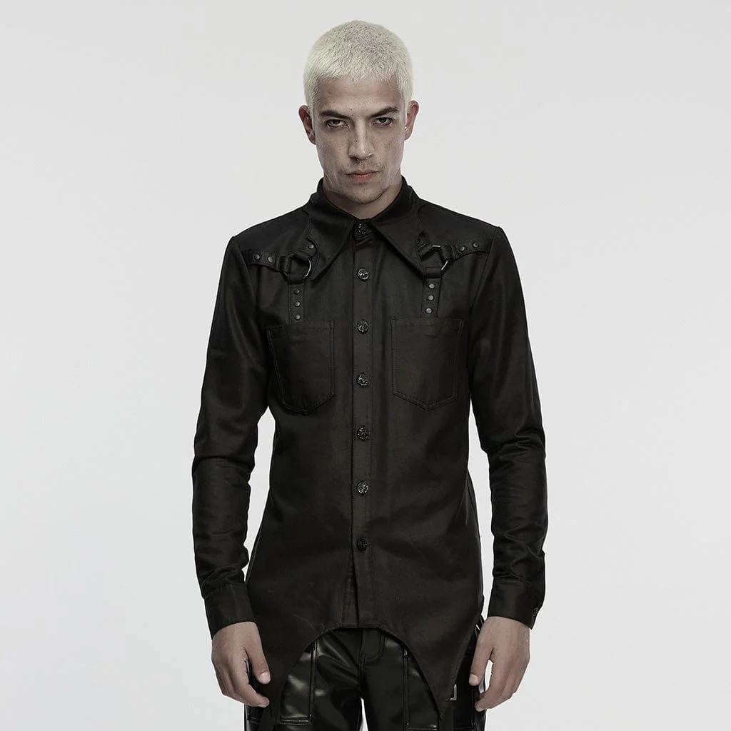 Camicia da uomo con colletto a pipistrello irregolare cyberpunk - immagine 2