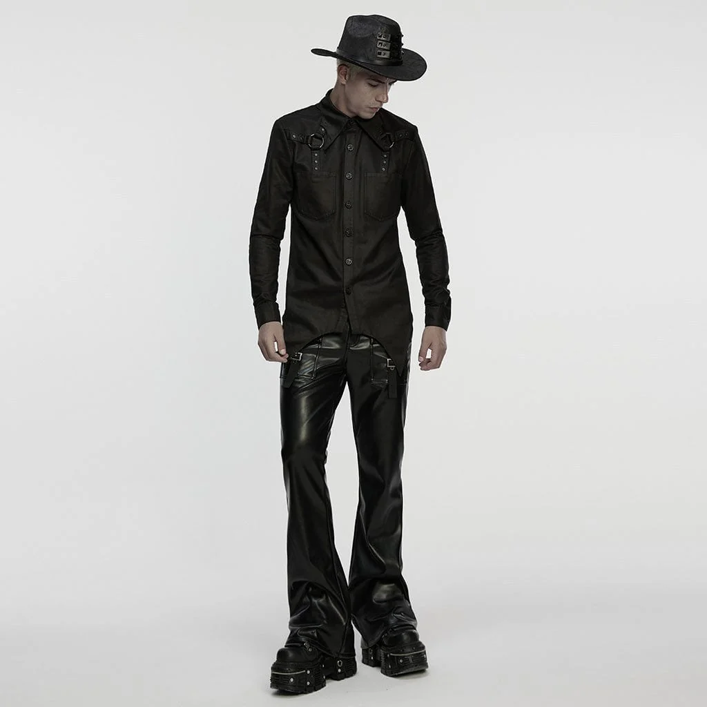 Camicia da uomo con colletto a pipistrello irregolare cyberpunk - immagine 5