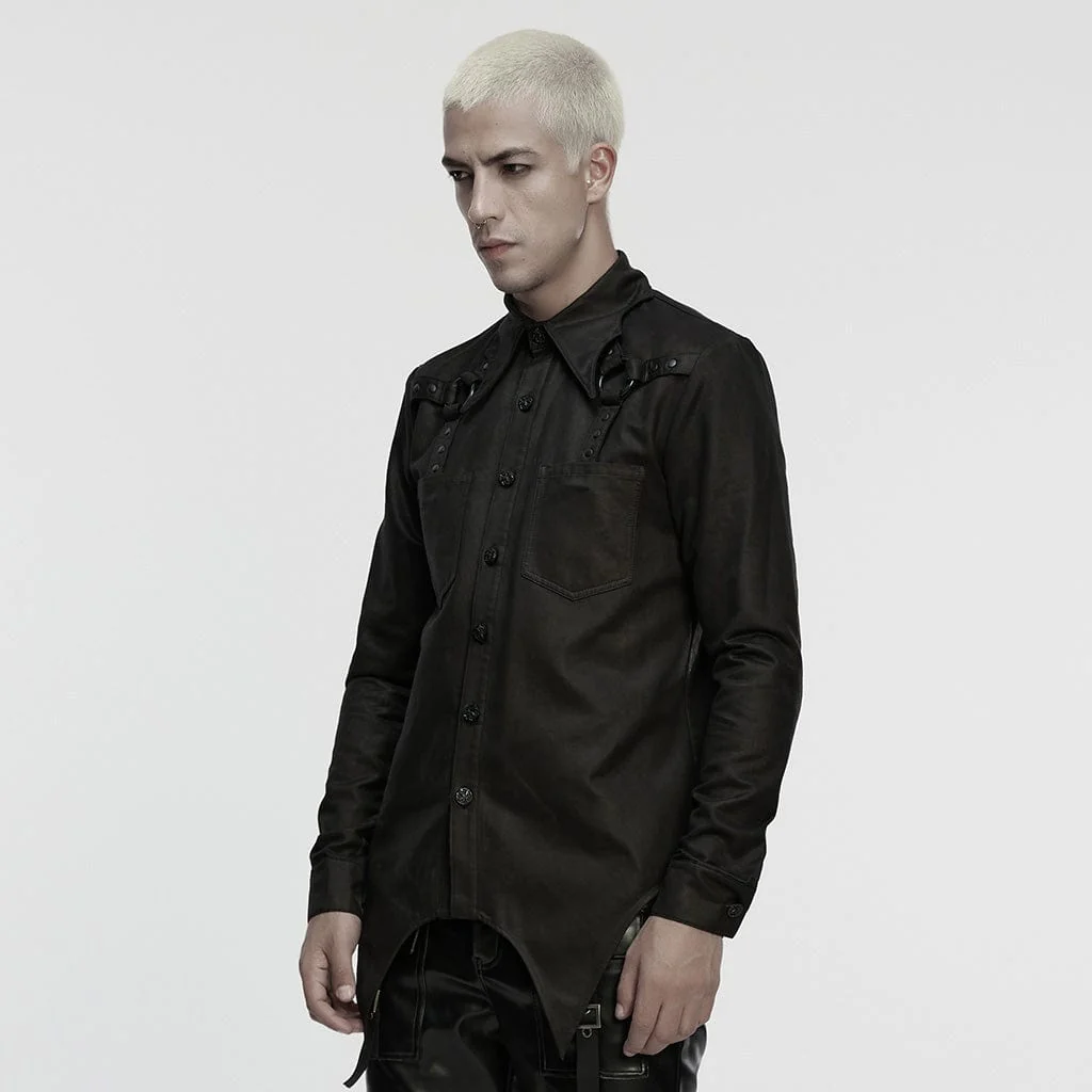 Camicia da uomo con colletto a pipistrello irregolare cyberpunk - immagine 3