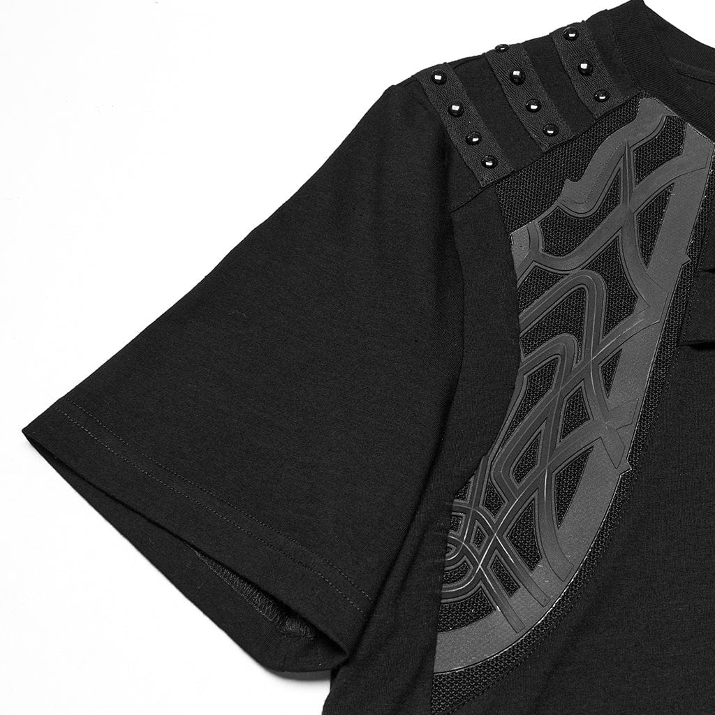 Maglietta da uomo con cinturino con fibbia borchiata cyberpunk - immagine 9