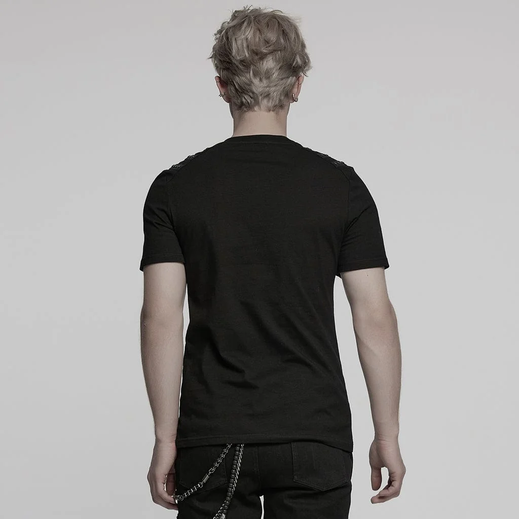 Maglietta da uomo con cinturino con fibbia borchiata cyberpunk - immagine 4