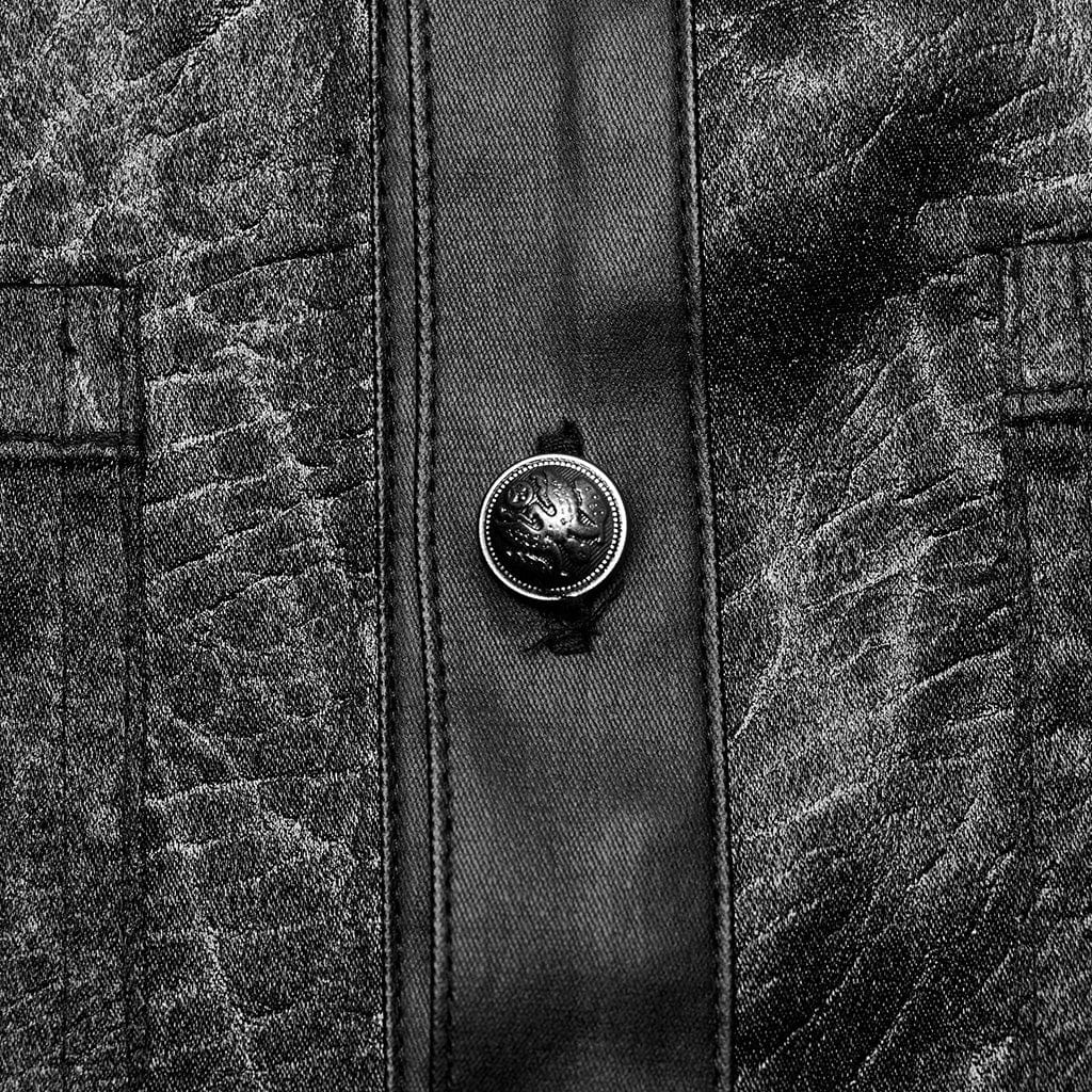 Camicia da uomo in ecopelle gotica con tasche grandi - immagine 8