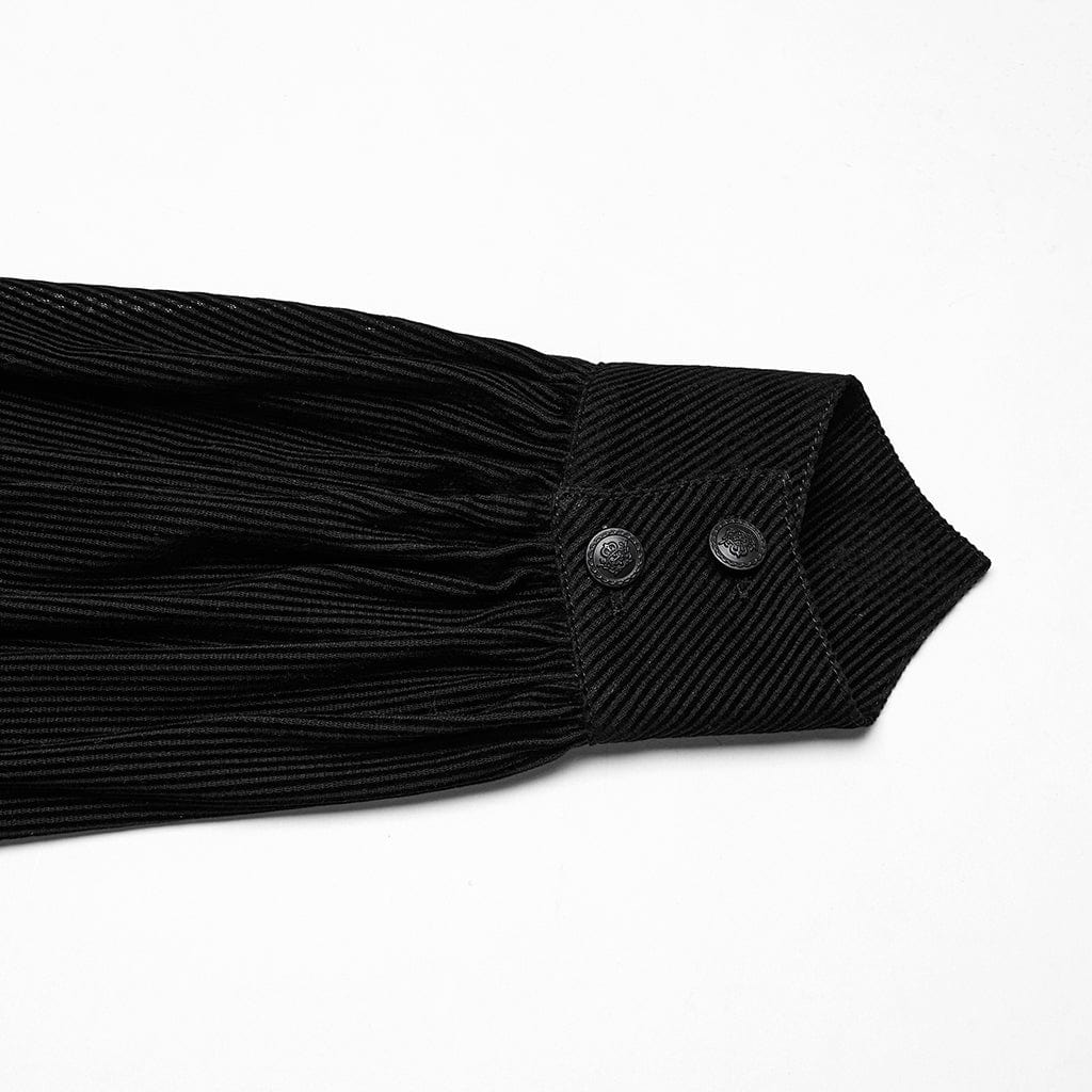 Camicia da uomo in stile gotico a doppio petto con maniche a sbuffo, nera - immagine 9