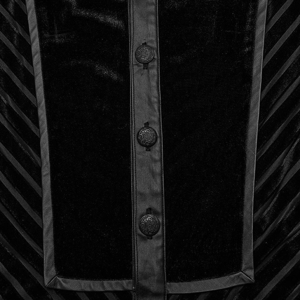 Camicia da uomo in velluto a righe con giunture in ecopelle gotica - immagine 8