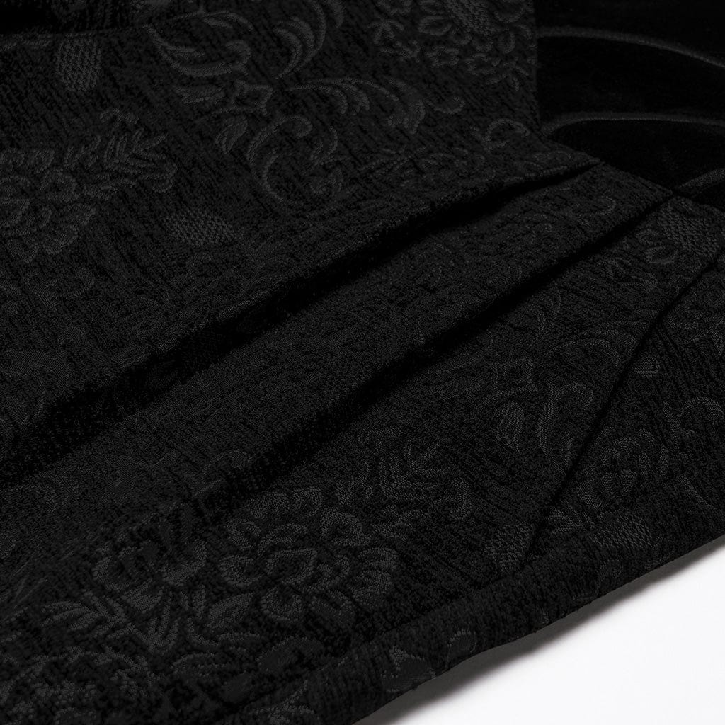 Pantaloni da uomo in jacquard floreale gotico neri - immagine 8