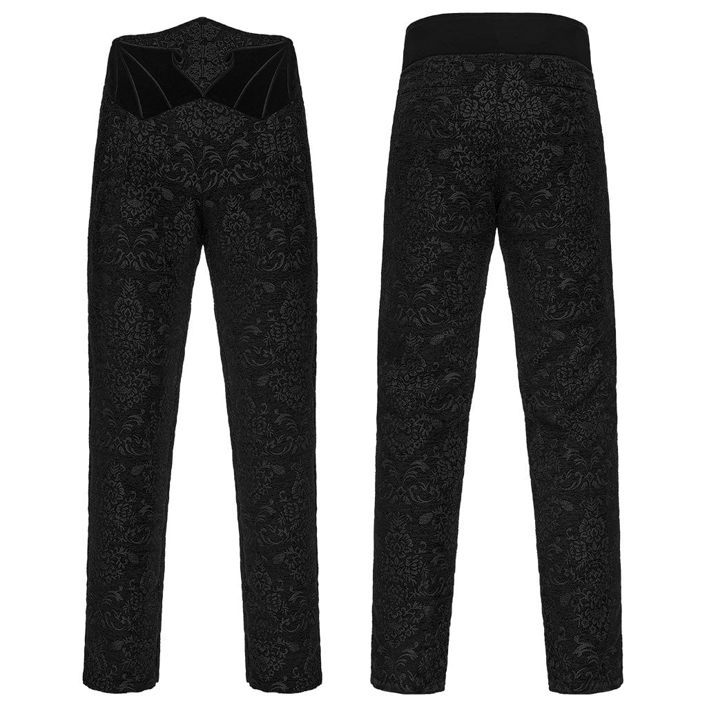 Pantaloni da uomo in jacquard floreale gotico neri - immagine 6