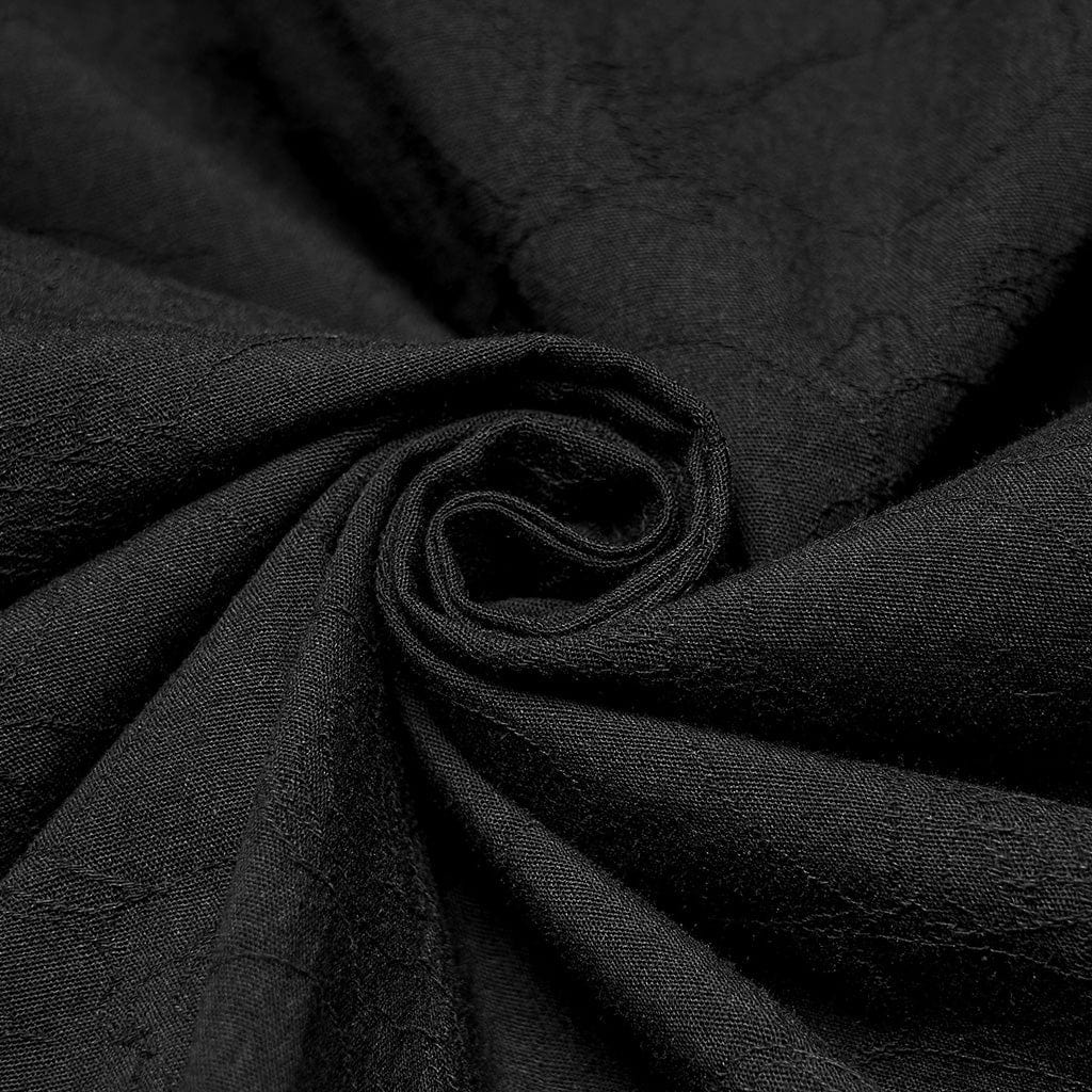 Camicia da uomo in stile gotico con colletto rovesciato e maniche a sbuffo e cravatta staccabile, nera - immagine 9