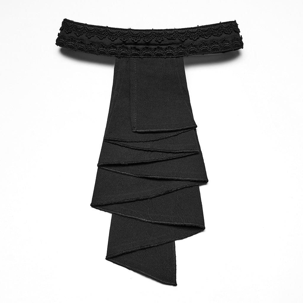 Camicia da uomo in stile gotico con colletto rovesciato e maniche a sbuffo e cravatta staccabile, nera - immagine 7