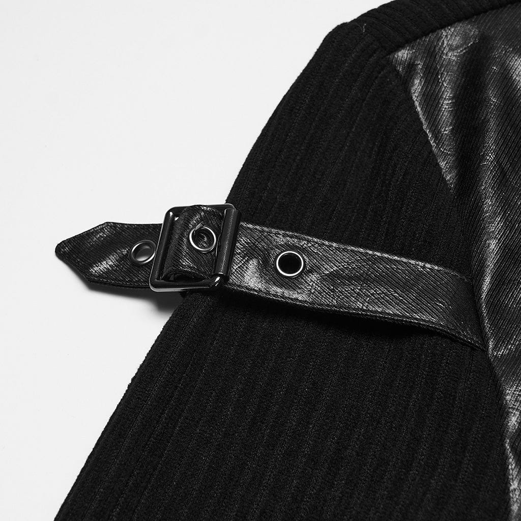 Top da uomo con cinturino e fibbia punk e colletto rialzato - immagine 8