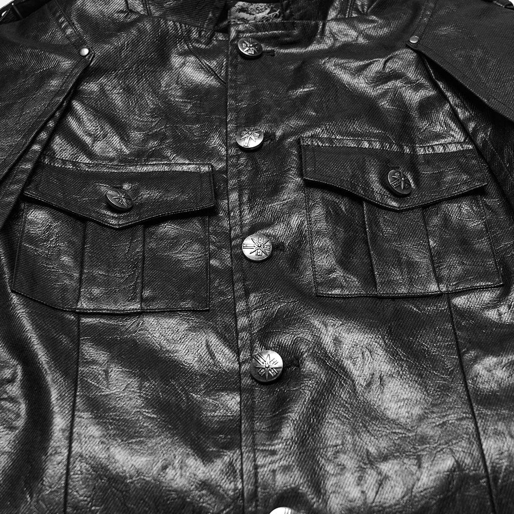 Mantello con cintura e fibbia punk da uomo, in un unico pezzo - immagine 8