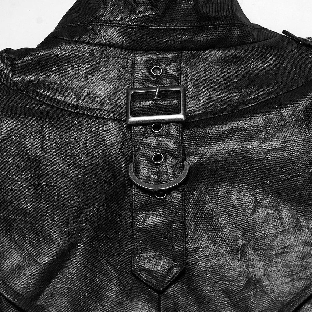 Mantello con cintura e fibbia punk da uomo, in un unico pezzo - immagine 9