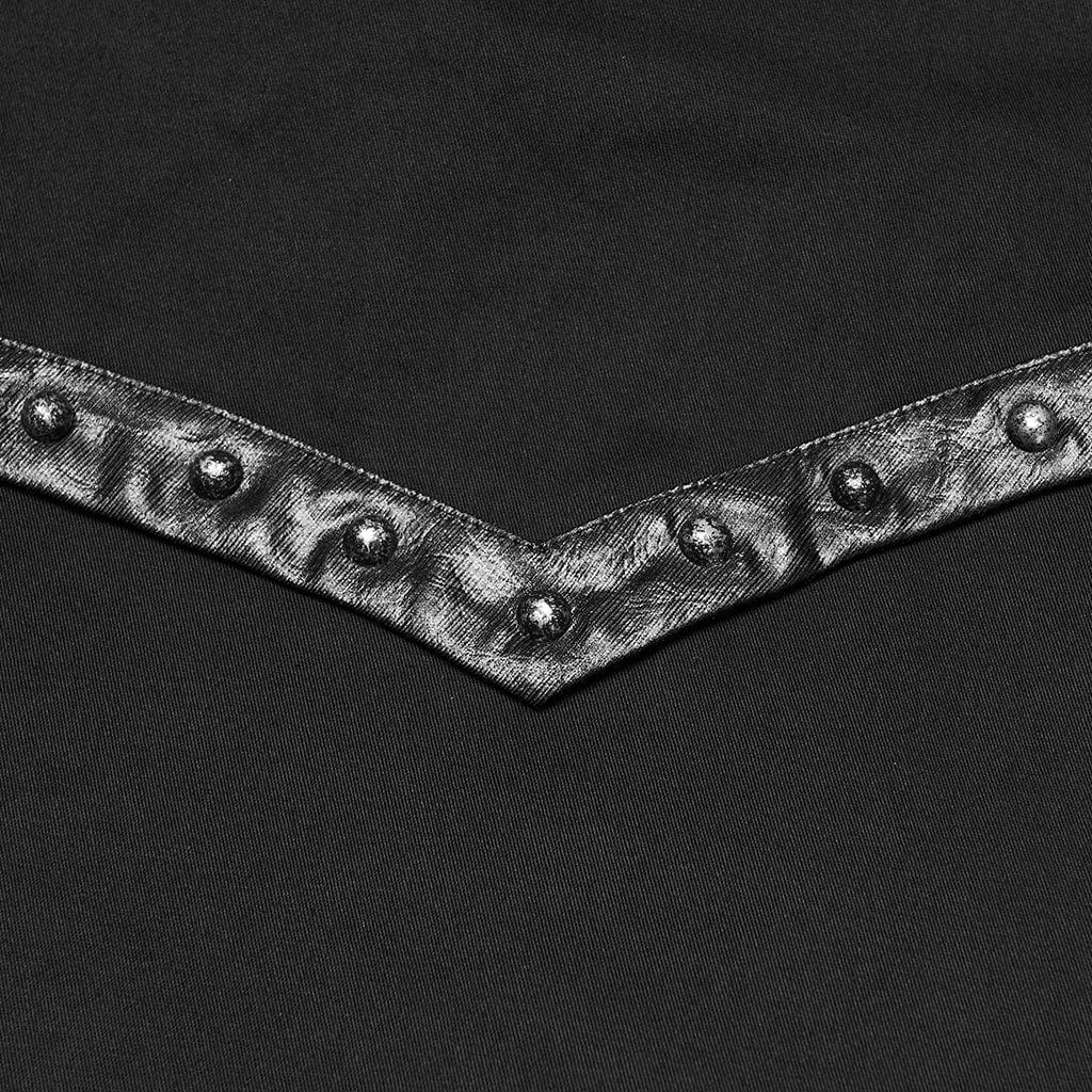 Camicia da uomo con colletto rialzato, cinturino con fibbia e rivetto punk - immagine 9