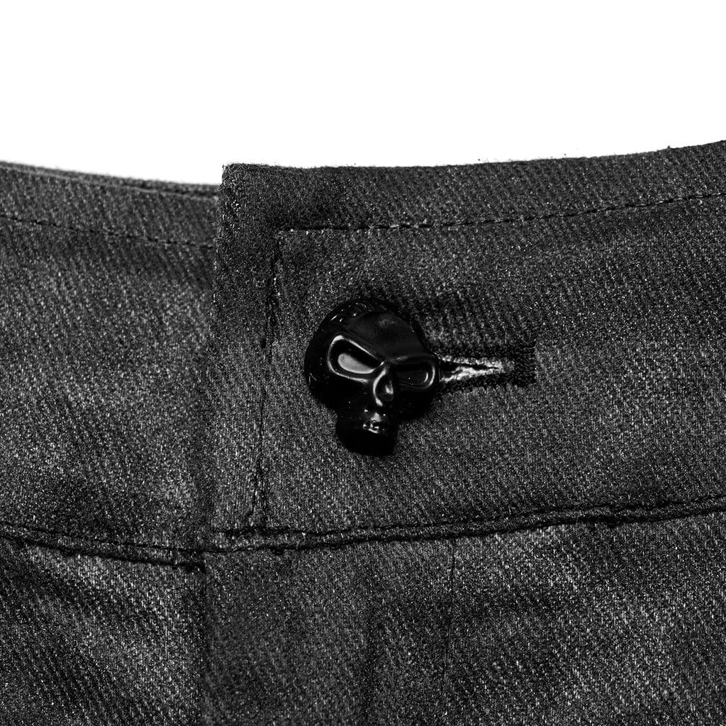 Pantaloni da uomo grigi neri con tasche grandi punk gotico con cinturino - immagine 8