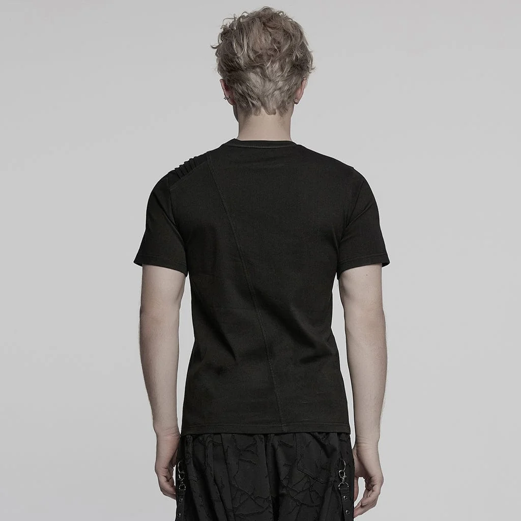 T-shirt in denim con tasca punk da uomo - immagine 4