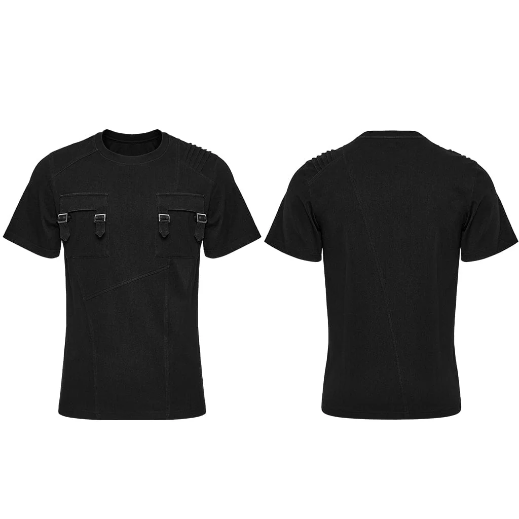 T-shirt in denim con tasca punk da uomo - immagine 6