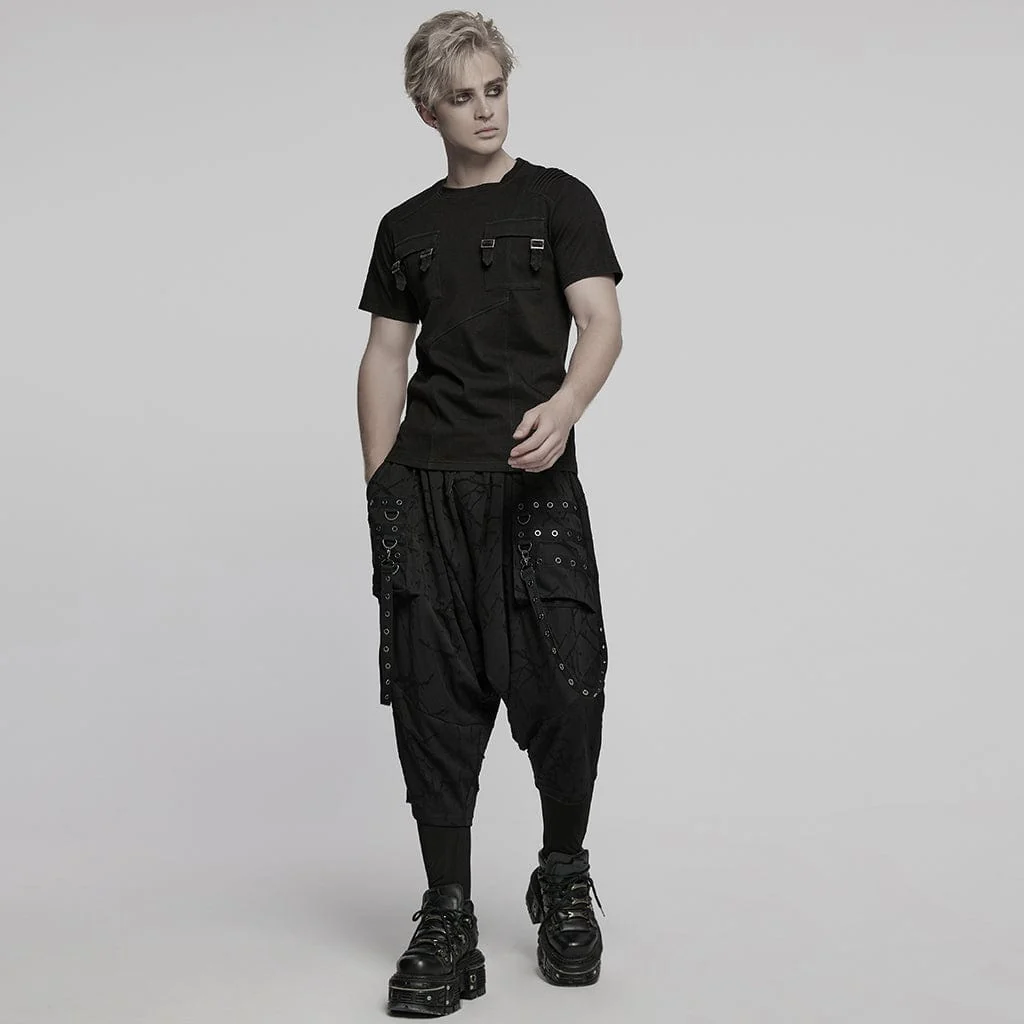 T-shirt in denim con tasca punk da uomo - immagine 5