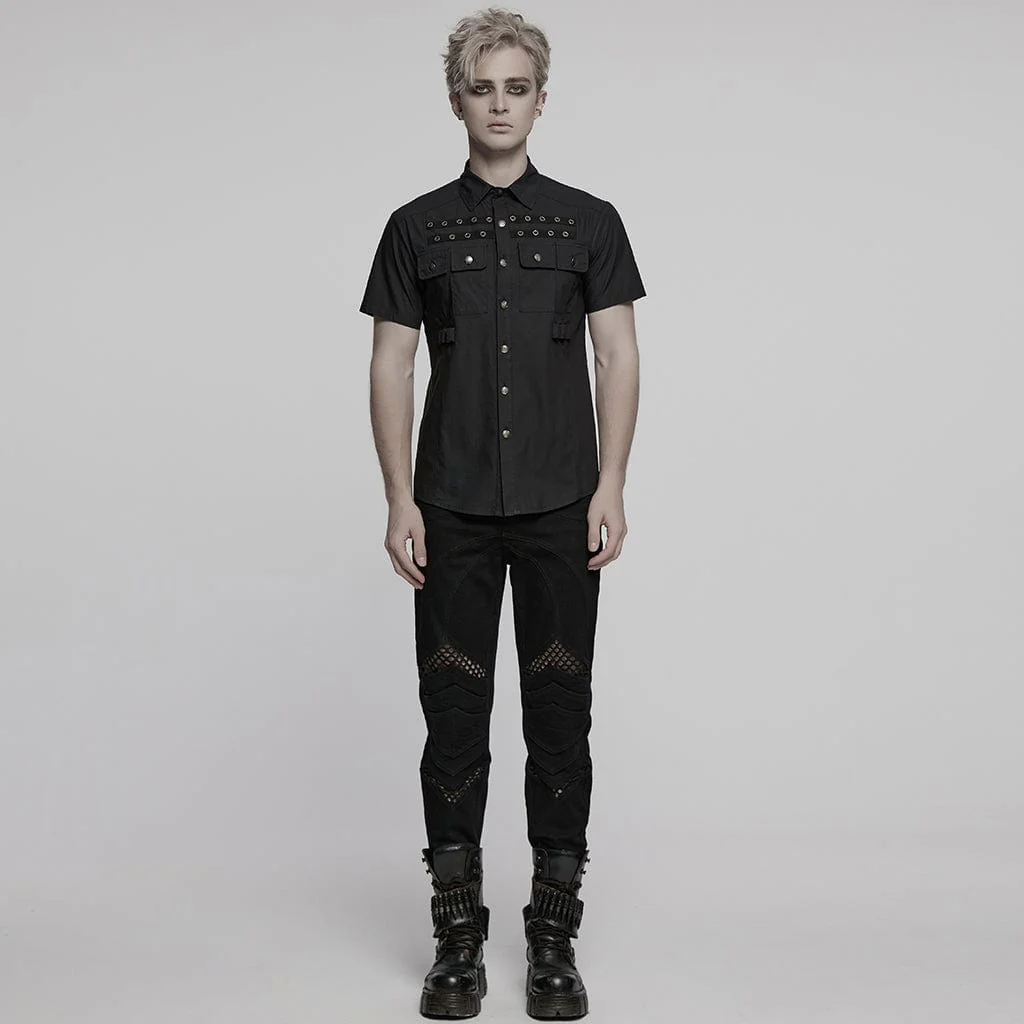 Camicia da uomo con tasca punk e occhielli - immagine 5