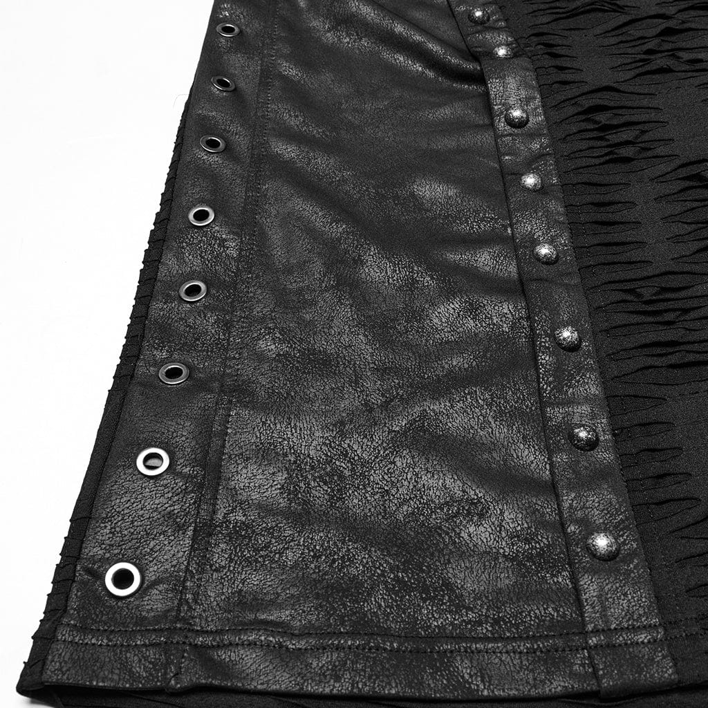 Gilet con cappuccio strappato e arricciato punk da uomo - immagine 9