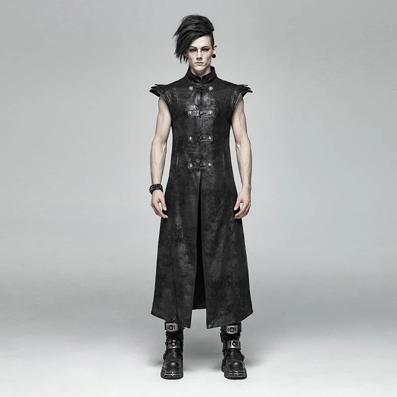 Maxi gilet da uomo con ali in angelo in pelle sintetica Goth vintage - immagine 2