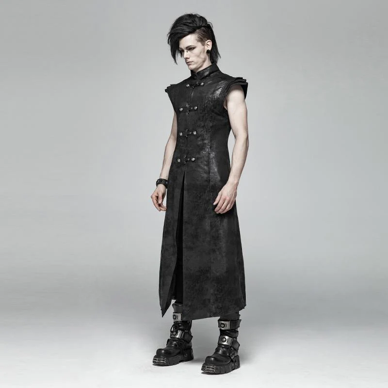 Maxi gilet da uomo con ali in angelo in pelle sintetica Goth vintage - immagine 3