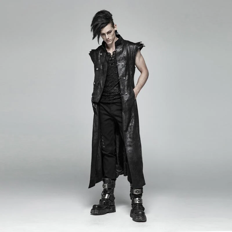 Maxi gilet da uomo con ali in angelo in pelle sintetica Goth vintage - immagine 5