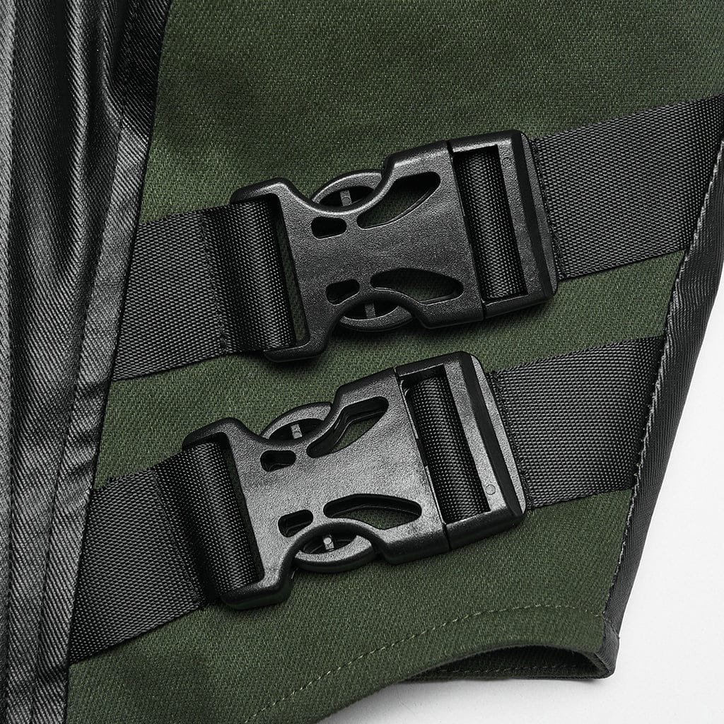 Bustino con lacci e fibbia cyberpunk da donna, nero-verde - immagine 7