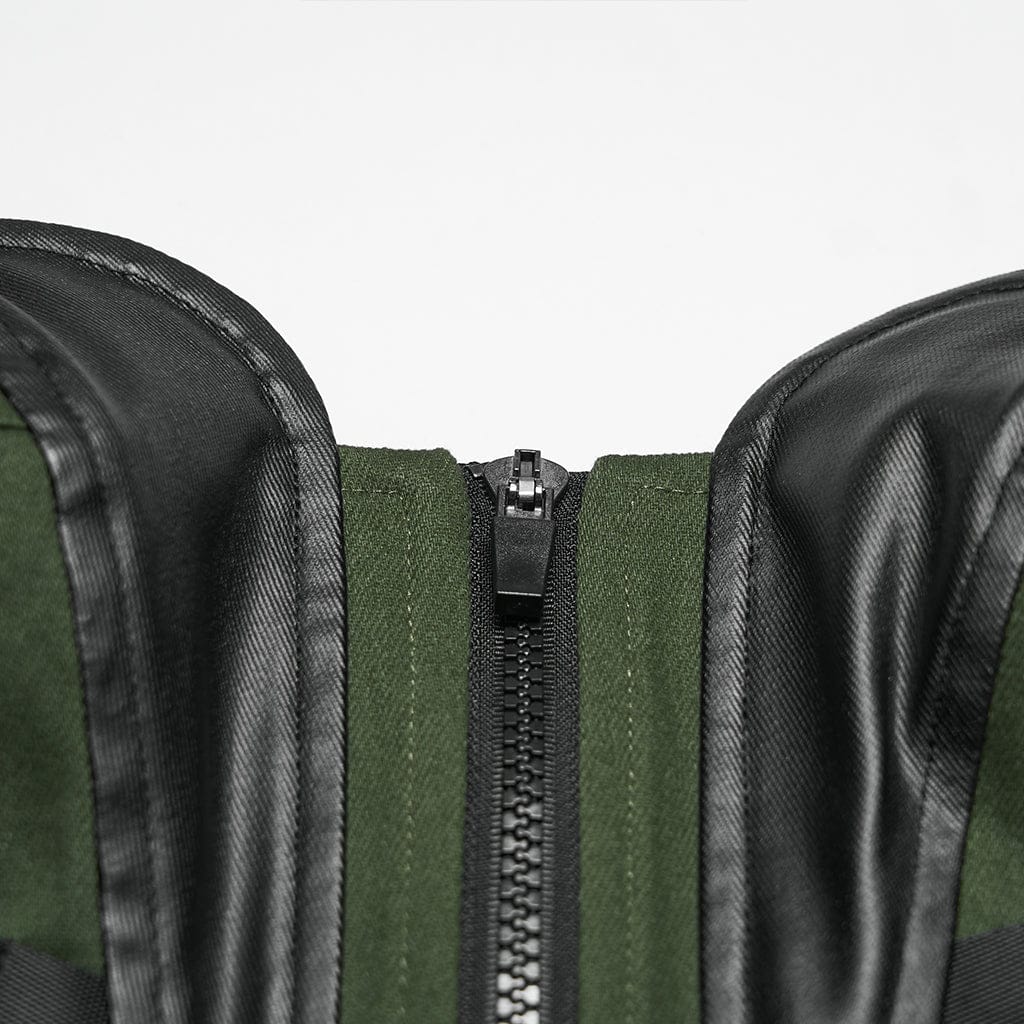 Bustino con lacci e fibbia cyberpunk da donna, nero-verde - immagine 8