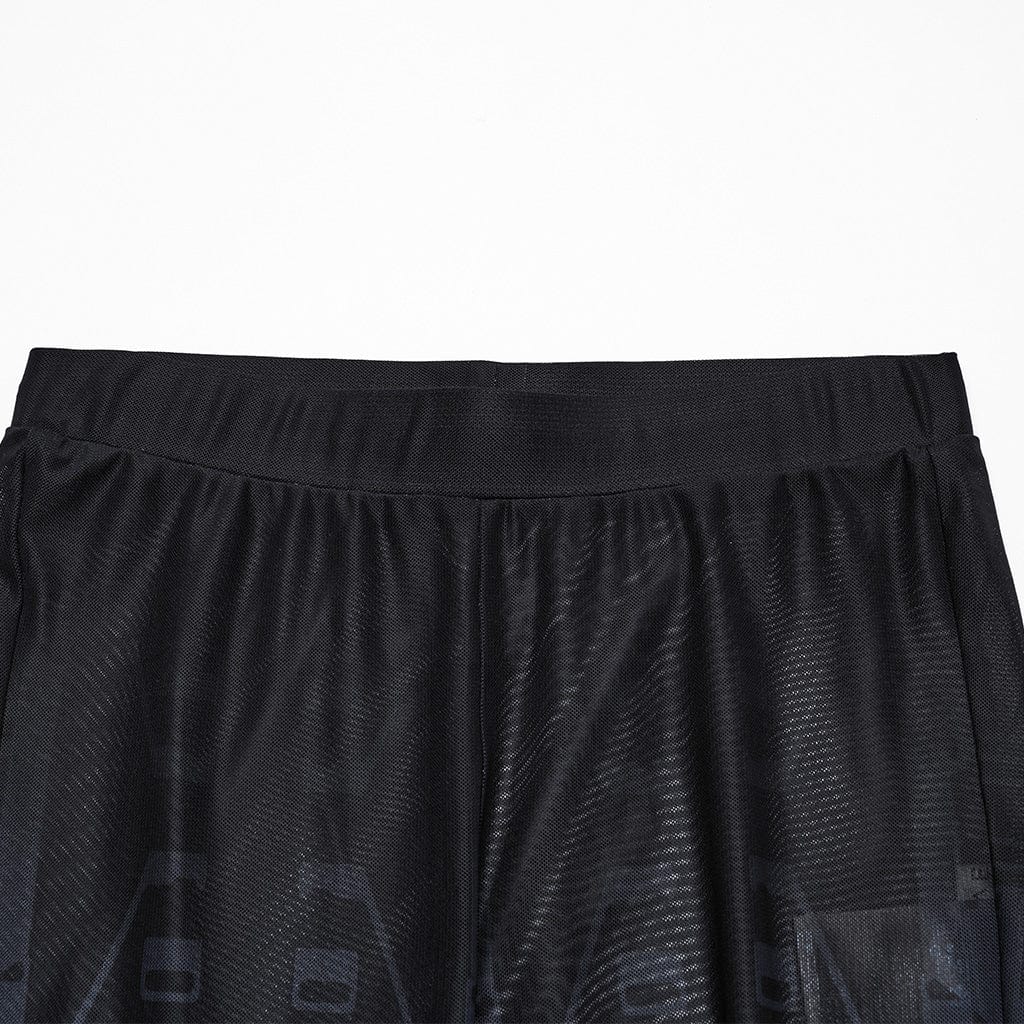 Leggings in rete con stampa sfumata cyberpunk da donna - immagine 7