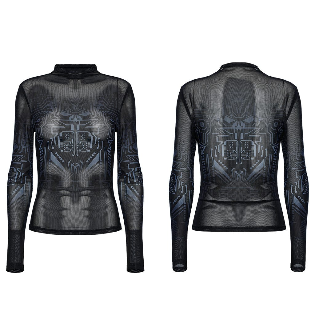 Camicia da donna in maglia stampata con gradiente cyberpunk - immagine 6