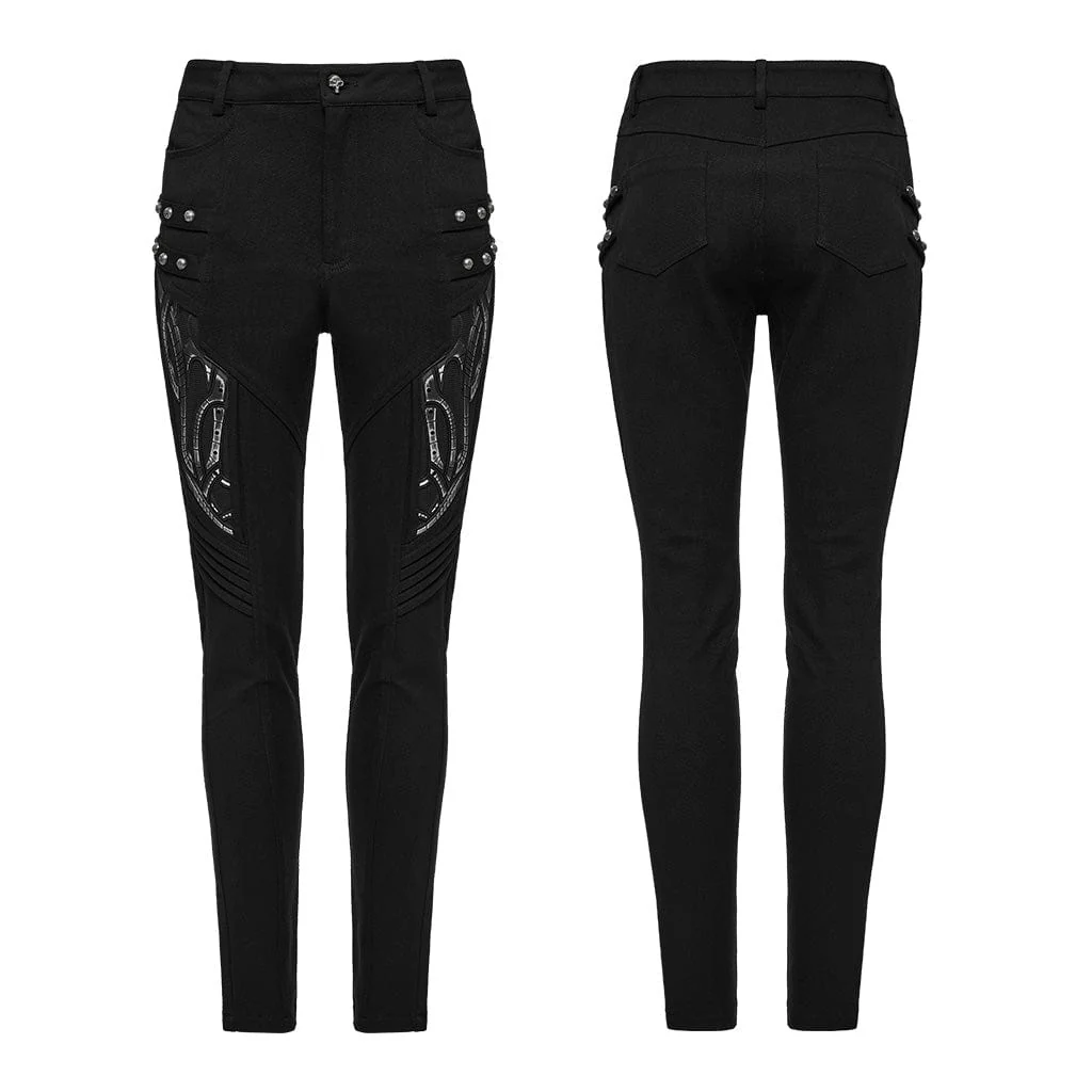 Leggings plissettati con borchie cyberpunk da donna - immagine 6