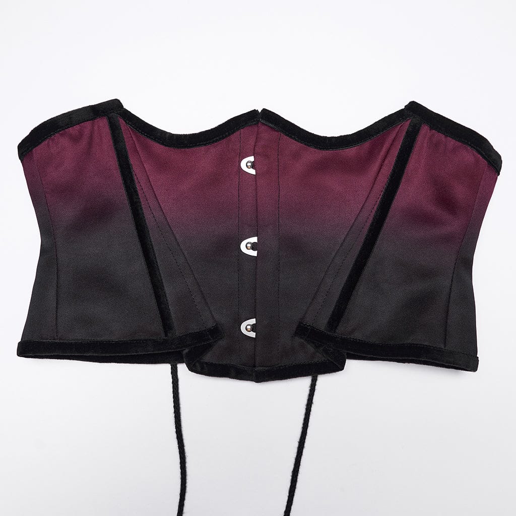 Corsetto gotico da donna a forma di pipistrello con lacci sotto il seno, nero-rosso - immagine 9