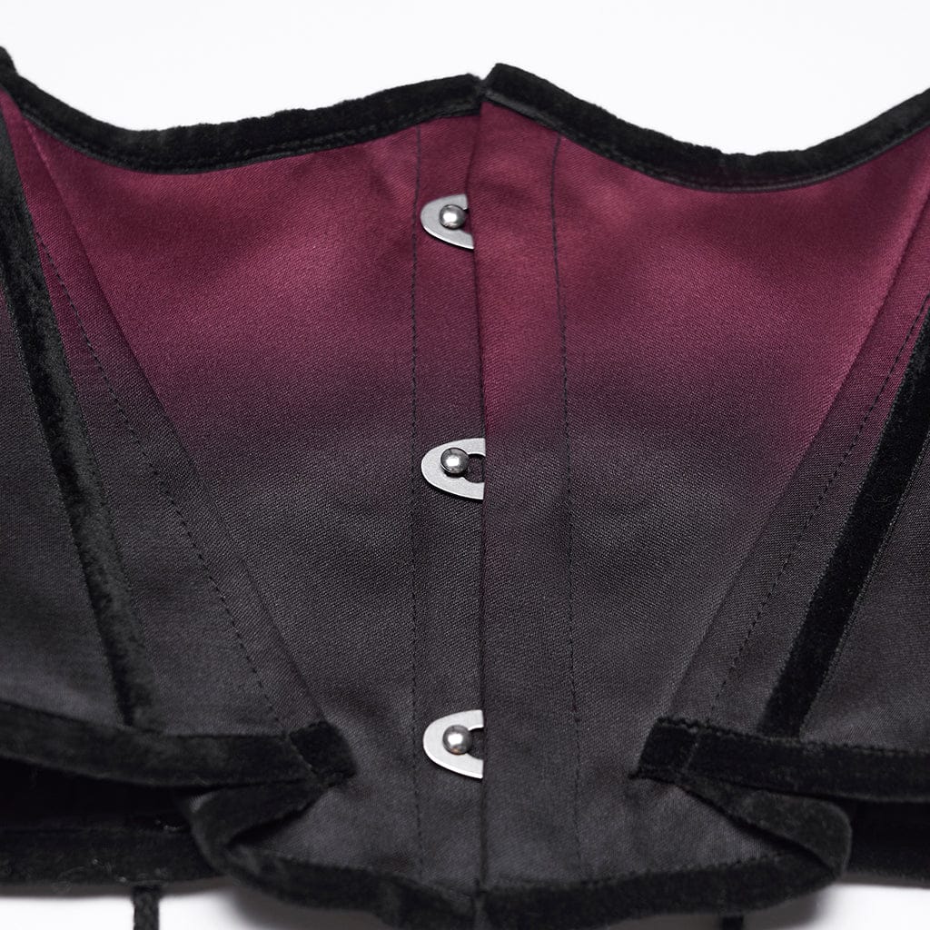 Corsetto gotico da donna a forma di pipistrello con lacci sotto il seno, nero-rosso - immagine 6