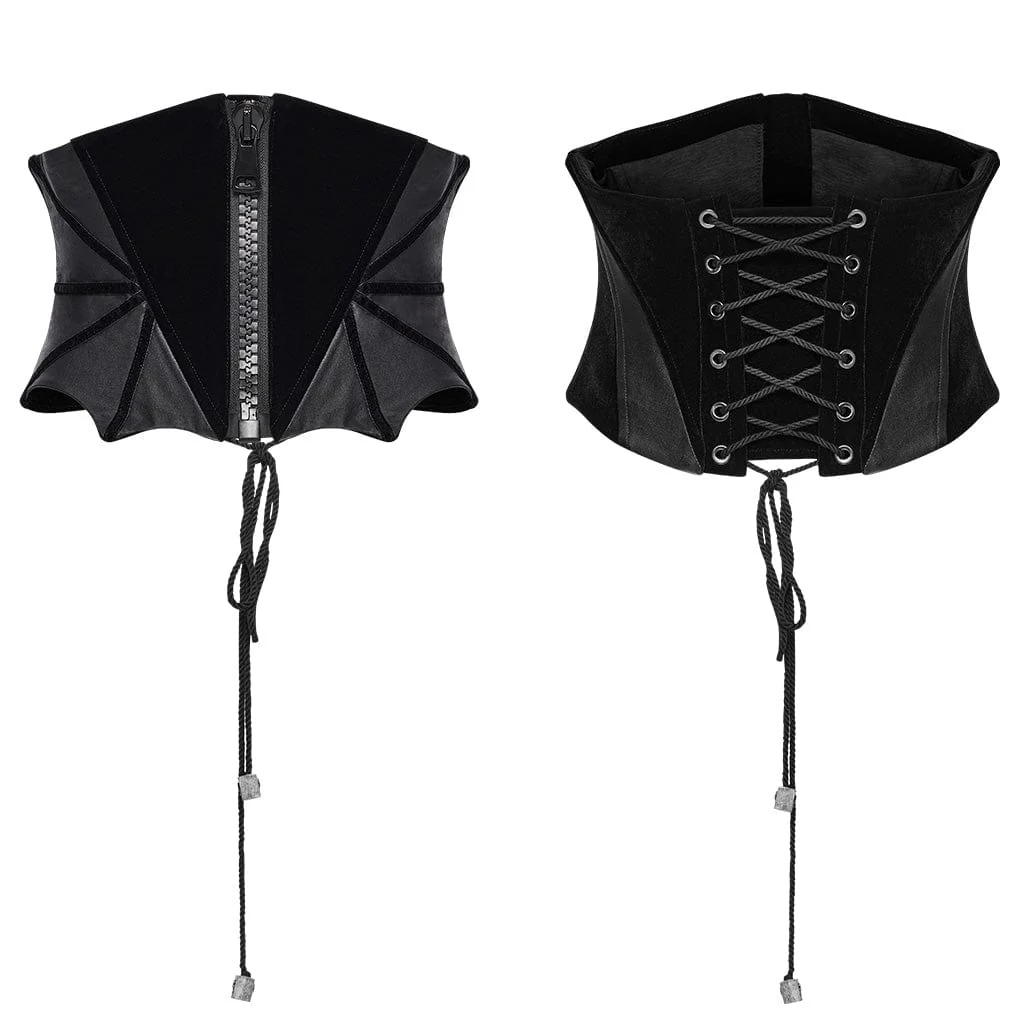 Corsetto sottoseno in velluto con lacci e stile pipistrello gotico da donna - immagine 5