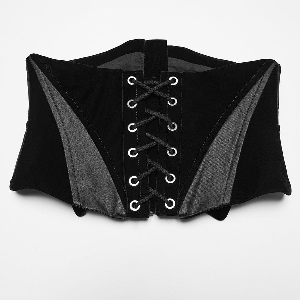 Corsetto sottoseno in velluto con lacci e stile pipistrello gotico da donna - immagine 7
