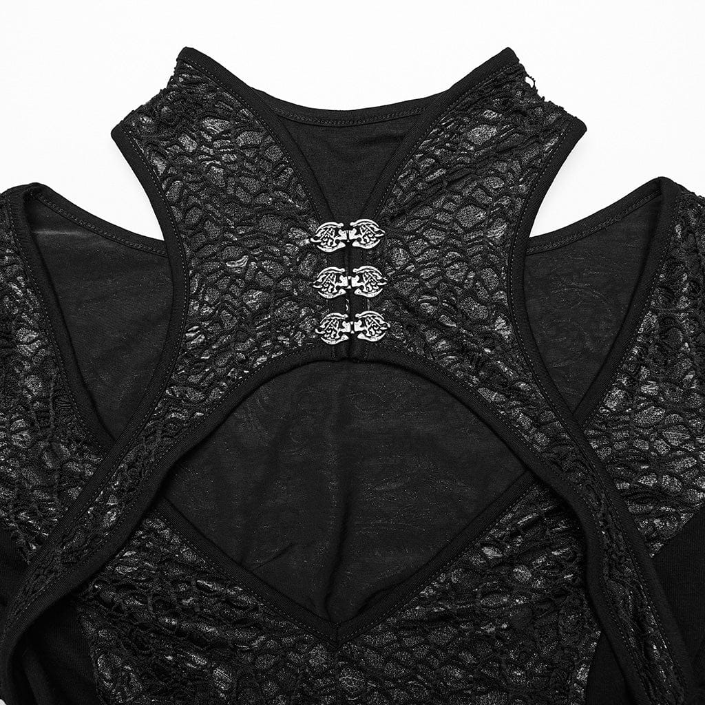 Abito da donna con colletto cheongsam gotico a coda di pesce, nero - immagine 7