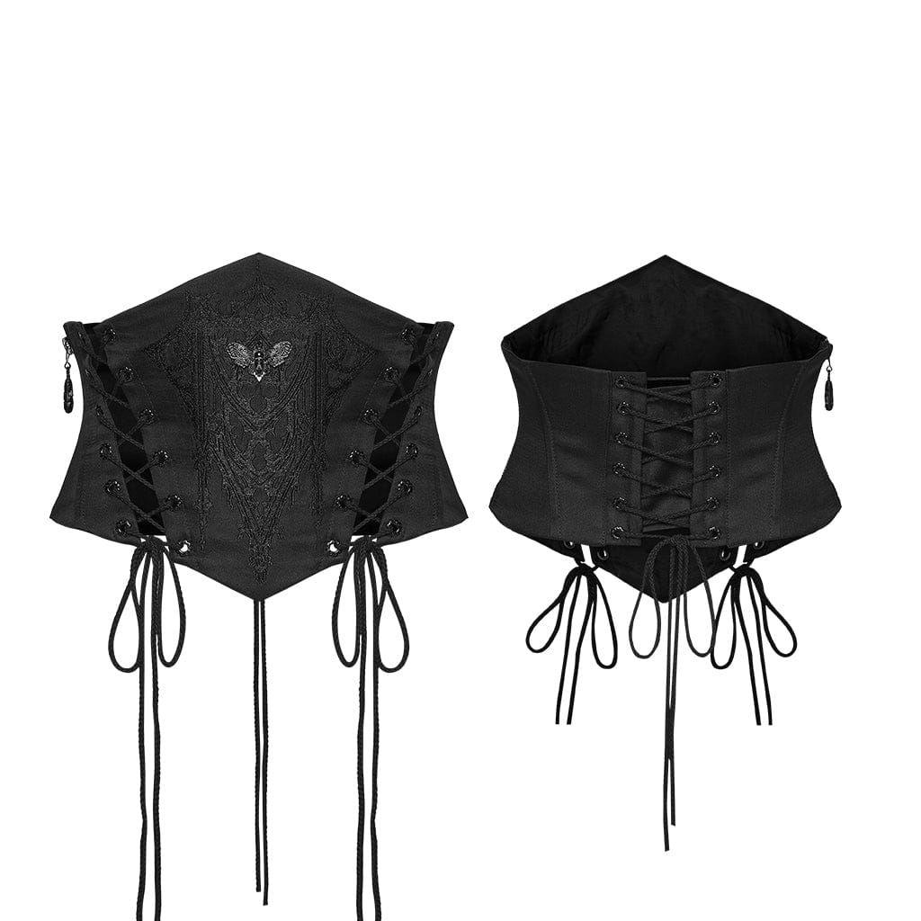 Corsetto sottoseno con lacci e ricamo a forma di farfalla in stile gotico da donna - immagine 6