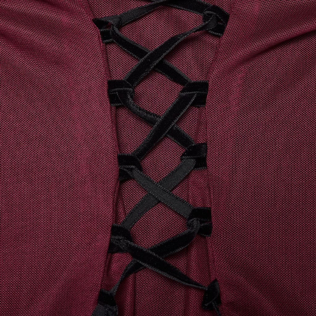 Abito da cerimonia da donna con scollo all'americana, stampa teschio gotico e croce - immagine 9