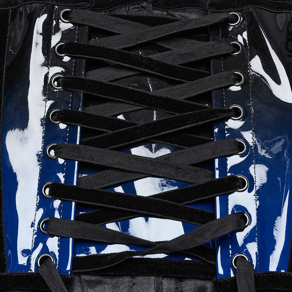 Corsetto sottoseno in pelle verniciata con colori a contrasto, stile gotico, blu, da donna - immagine 9