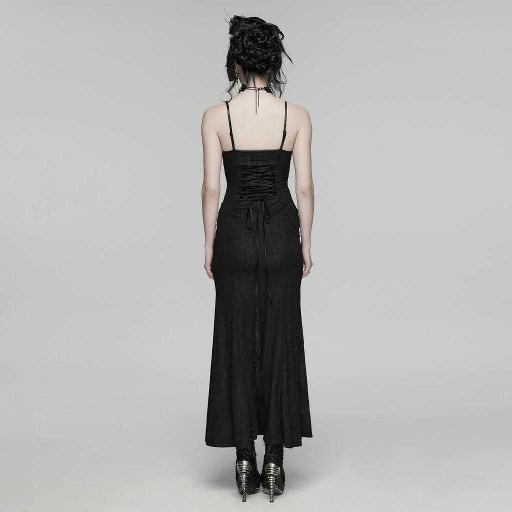 Abito da sposa con sottoveste in stile gotico all'uncinetto con fiori da donna - immagine 4