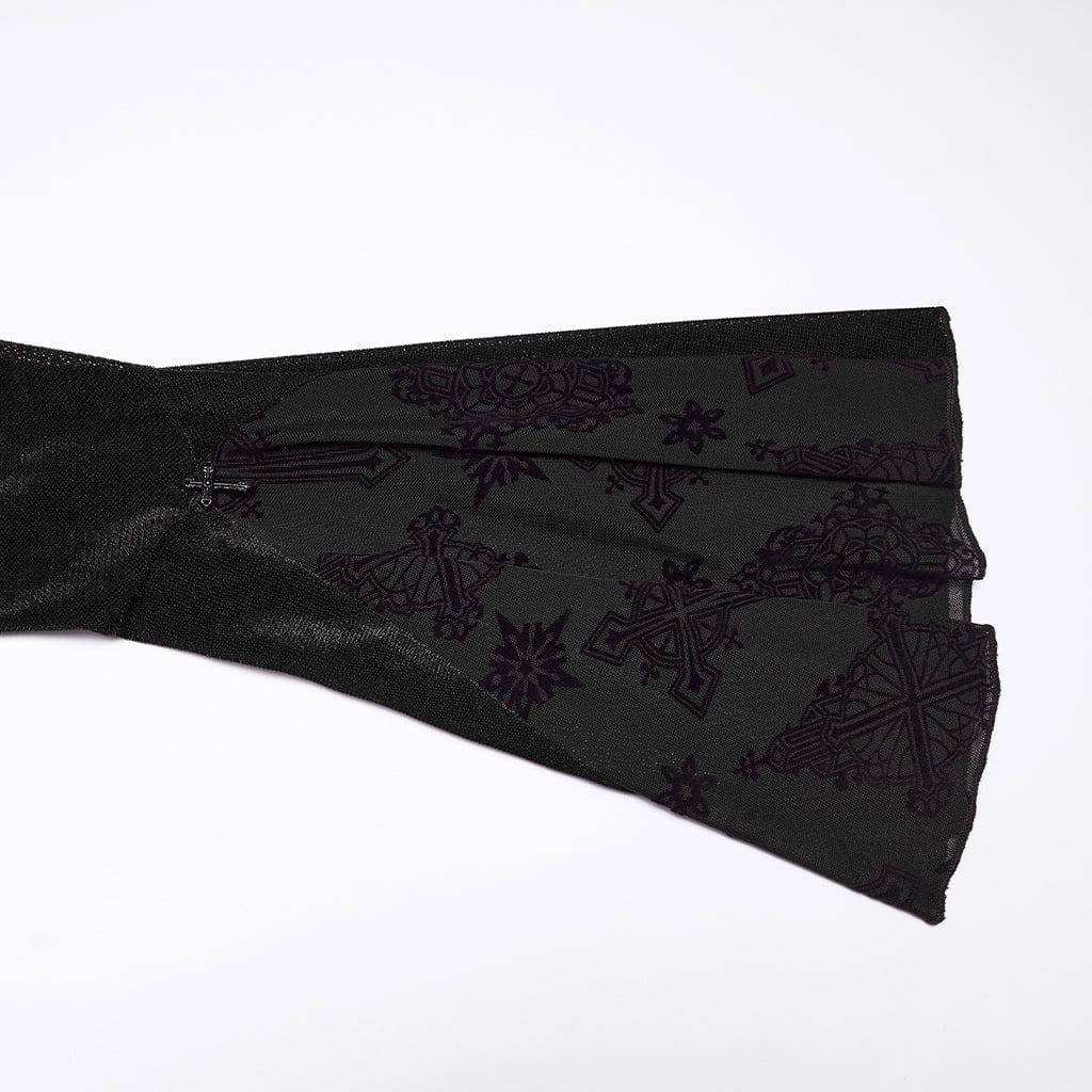 Abito da laurea nero con maniche svasate e colletto squadrato in stile gotico da donna - immagine 8