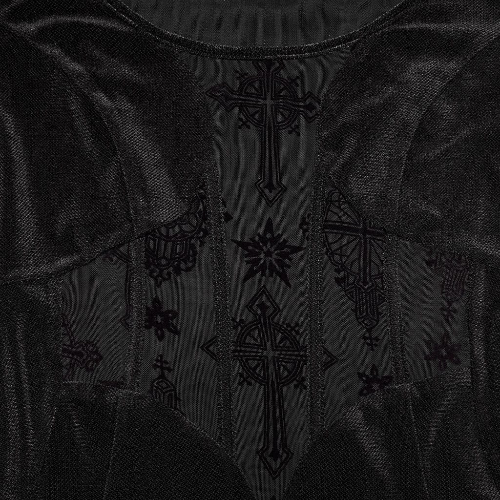 Abito da laurea nero con maniche svasate e colletto squadrato in stile gotico da donna - immagine 7