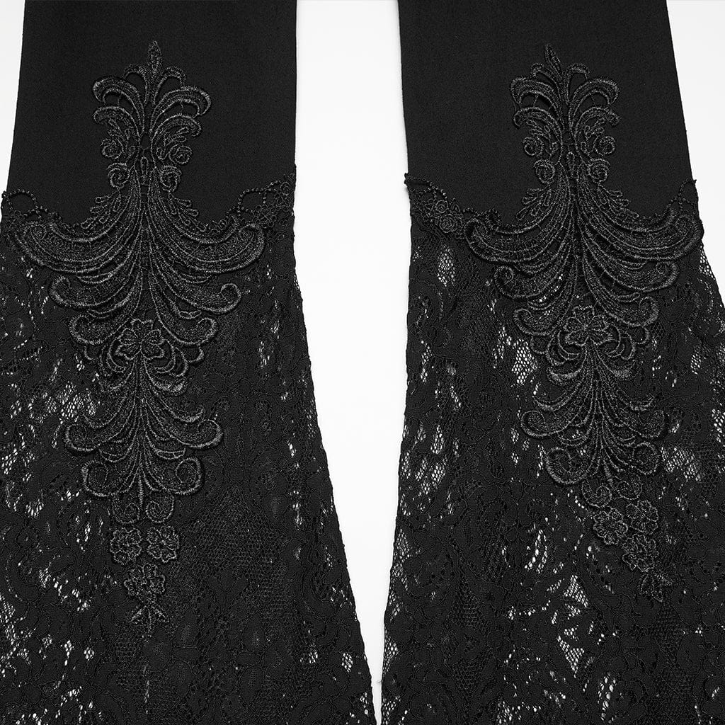 Pantaloni svasati in pizzo floreale con decalcomania gotica da donna - immagine 7